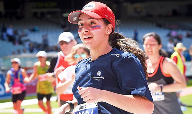 MM_HERO.jpg 64 participants wearing the red, white and blue in the Melbourne Marathon. (Photo: Liz Vagg) - Western Bulldogs
